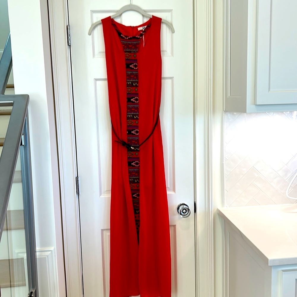 Ya Los Angeles Red Maxi Southwestern Piece Down the Front;Cutouts at Neck sz.S